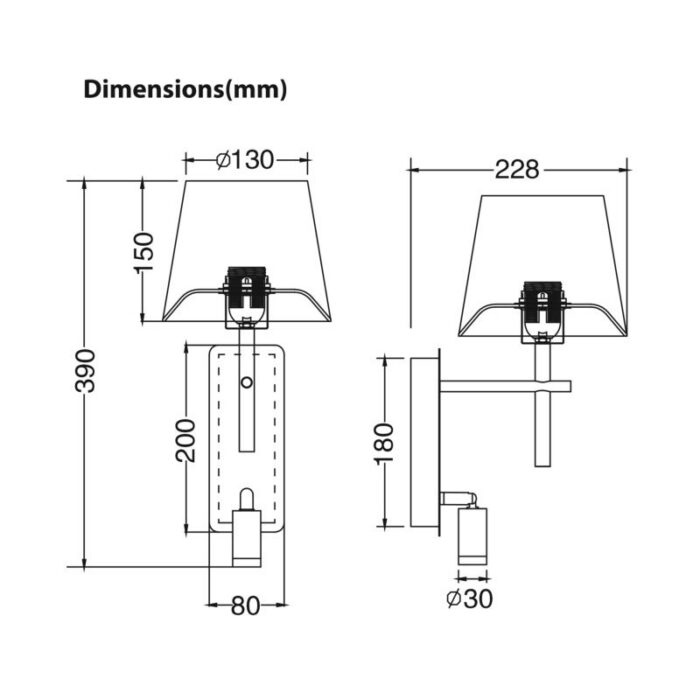Seinavalgusti Luna Silver